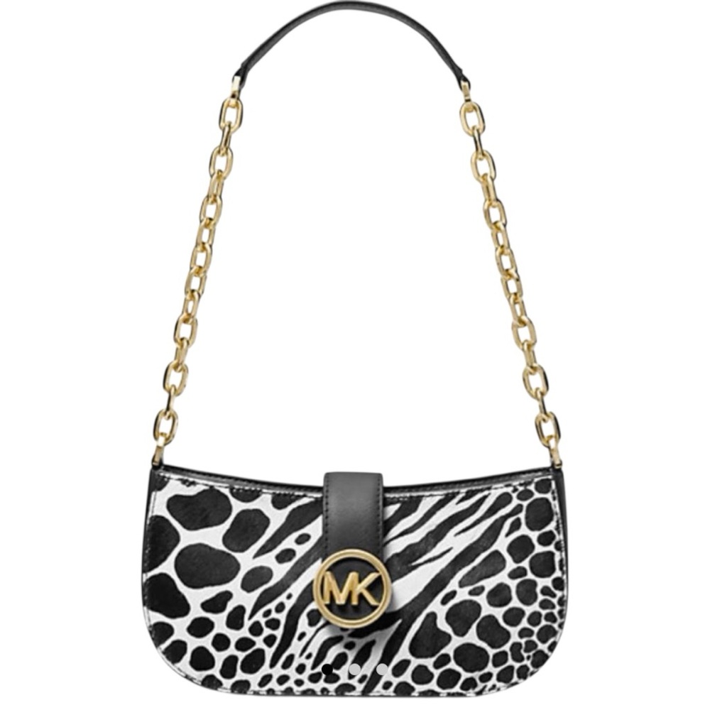 Michael Michael Kors Ponchette - Small Haircalf Animal Print Bone/Black - $448